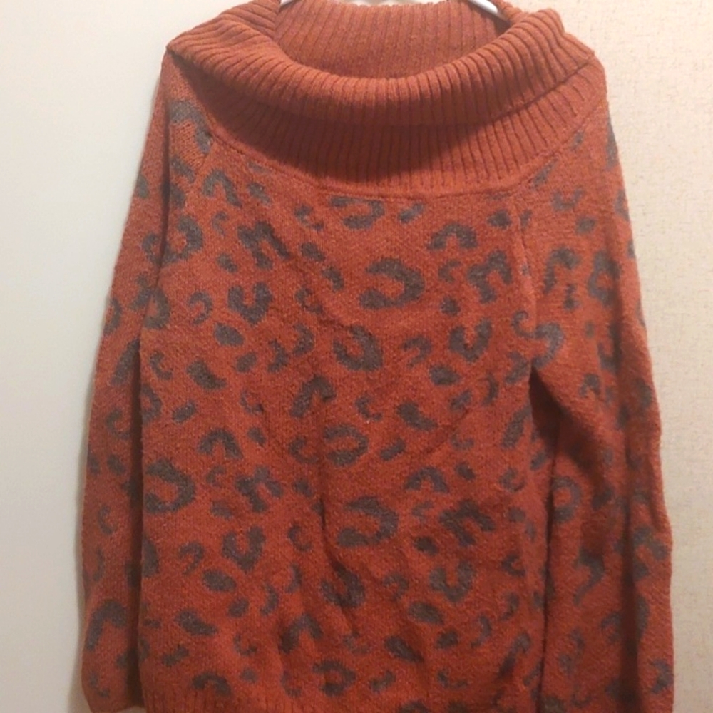 Easel Women’s Sweater Pullover Turtleneck Animal Print Small